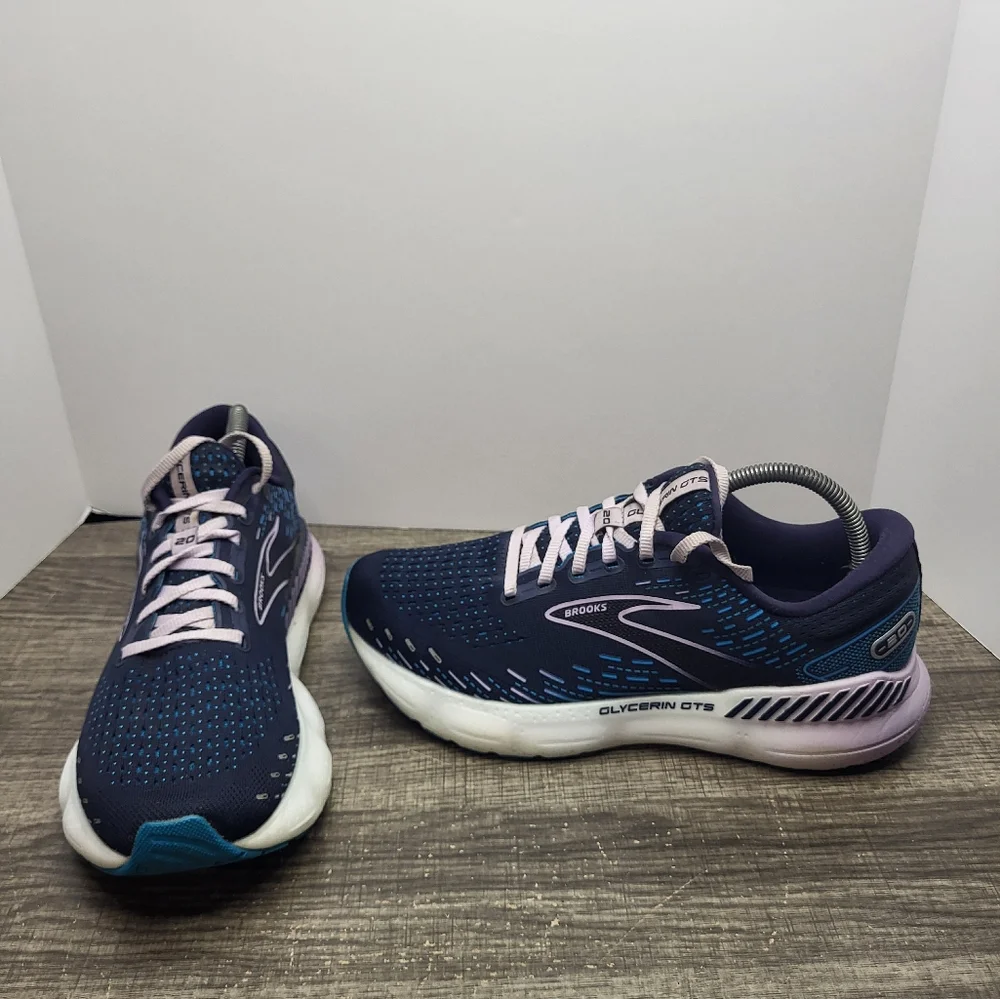Brooks Glycerin GTS 20 Women’s 10 Blue Peacock Pink Athletic Running Shoes